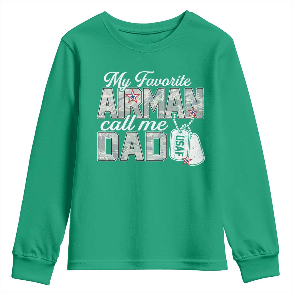 Proud Air Force Family Youth Sweatshirt My Favorite Airman Calls Me Dad - Wonder Print Shop