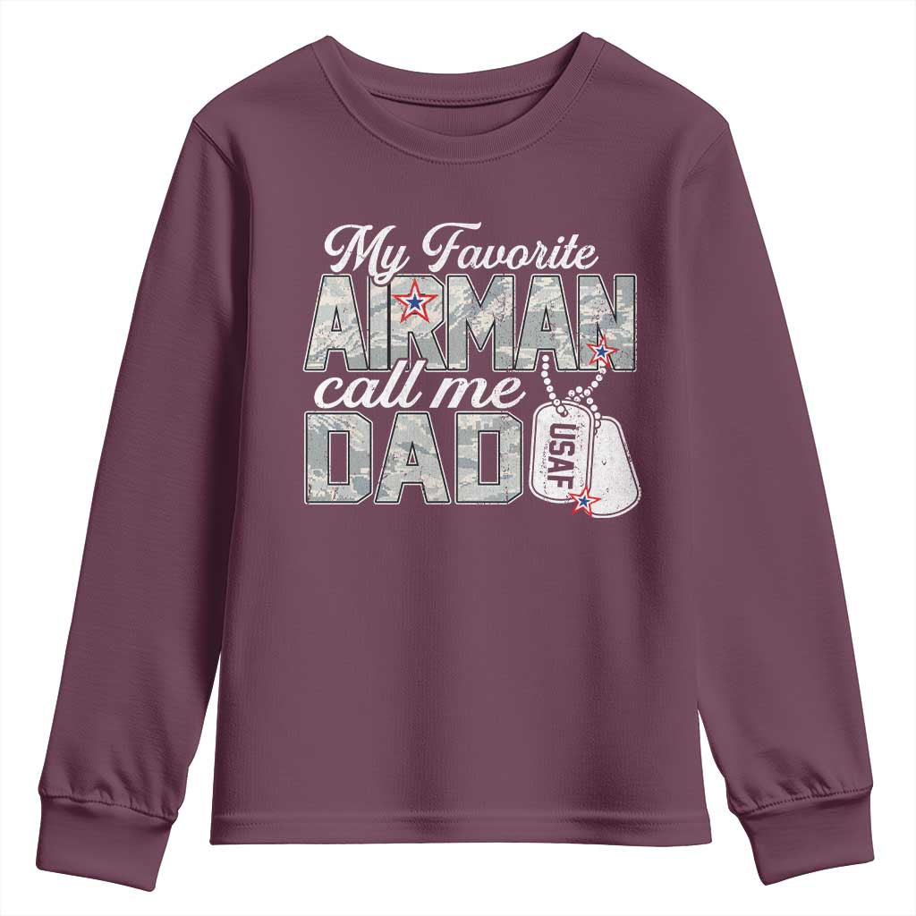 Proud Air Force Family Youth Sweatshirt My Favorite Airman Calls Me Dad - Wonder Print Shop