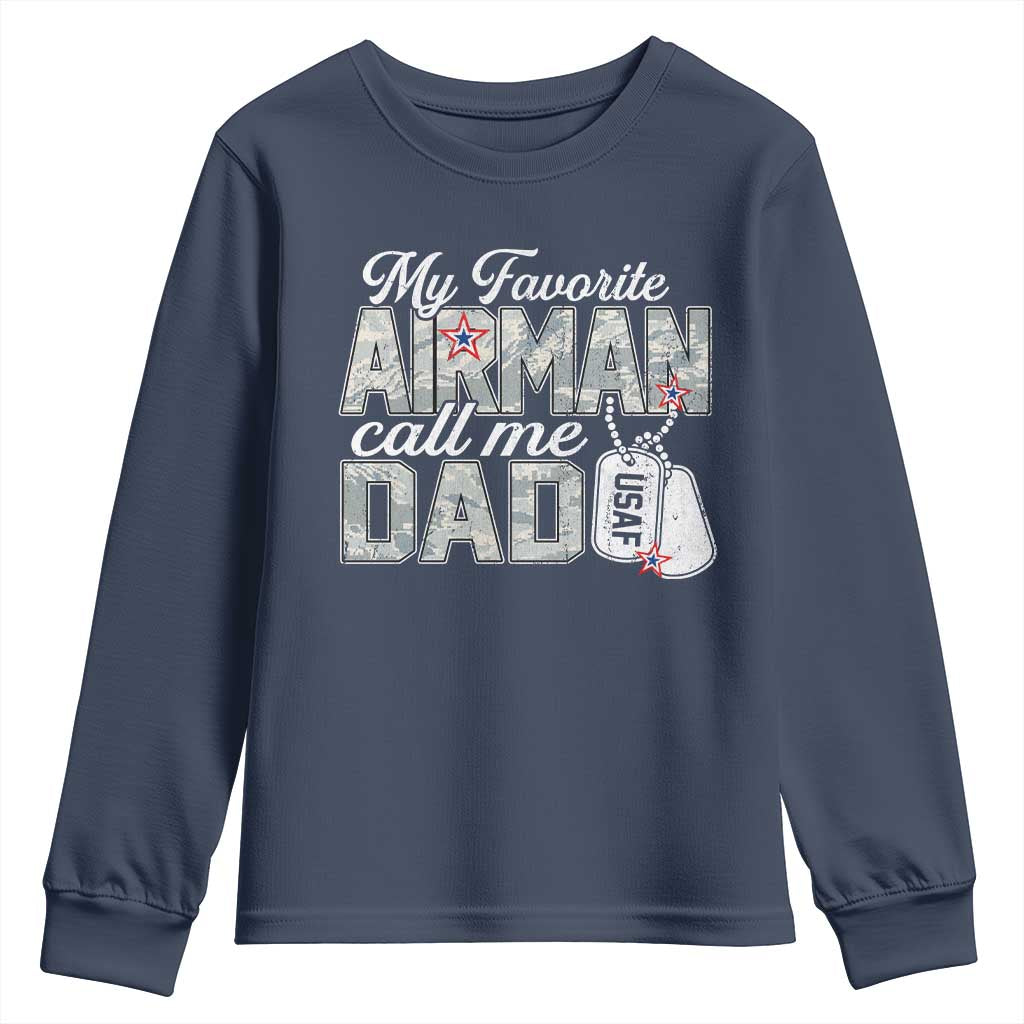 Proud Air Force Family Youth Sweatshirt My Favorite Airman Calls Me Dad - Wonder Print Shop