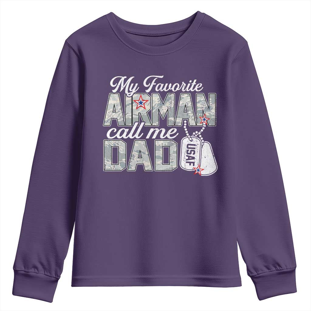 Proud Air Force Family Youth Sweatshirt My Favorite Airman Calls Me Dad - Wonder Print Shop
