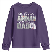 Proud Air Force Family Youth Sweatshirt My Favorite Airman Calls Me Dad - Wonder Print Shop
