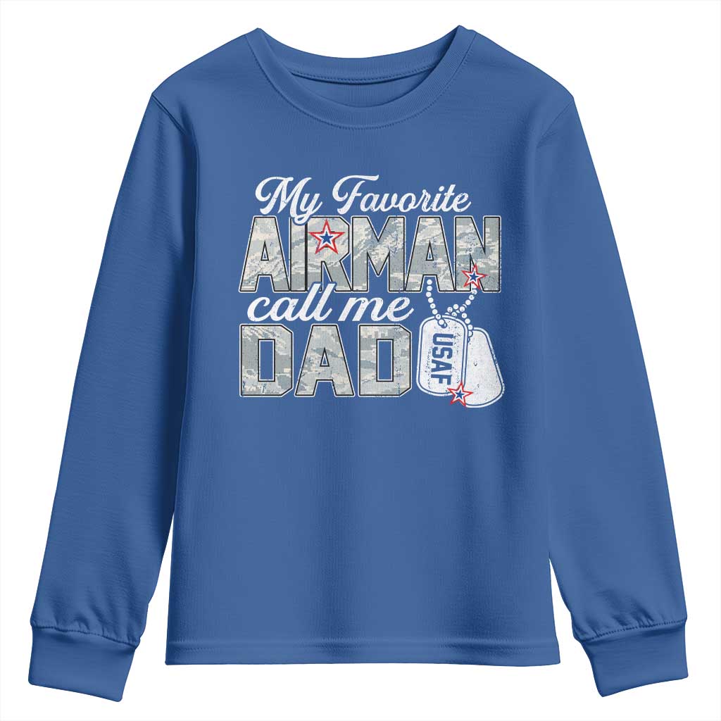 Proud Air Force Family Youth Sweatshirt My Favorite Airman Calls Me Dad - Wonder Print Shop