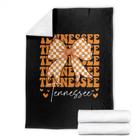Vintage Tennessee Coquette Bow Throw Blanket Retro TN Orange Checkered Print US State
