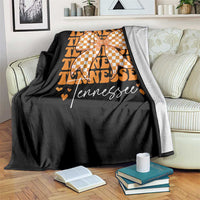 Vintage Tennessee Coquette Bow Throw Blanket Retro TN Orange Checkered Print US State