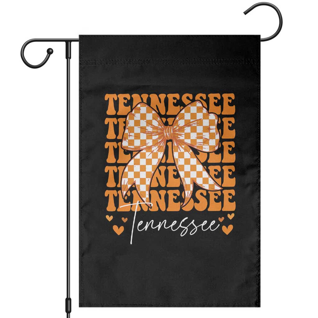 Vintage Tennessee Coquette Bow Garden Flag Retro TN Orange Checkered Print US State