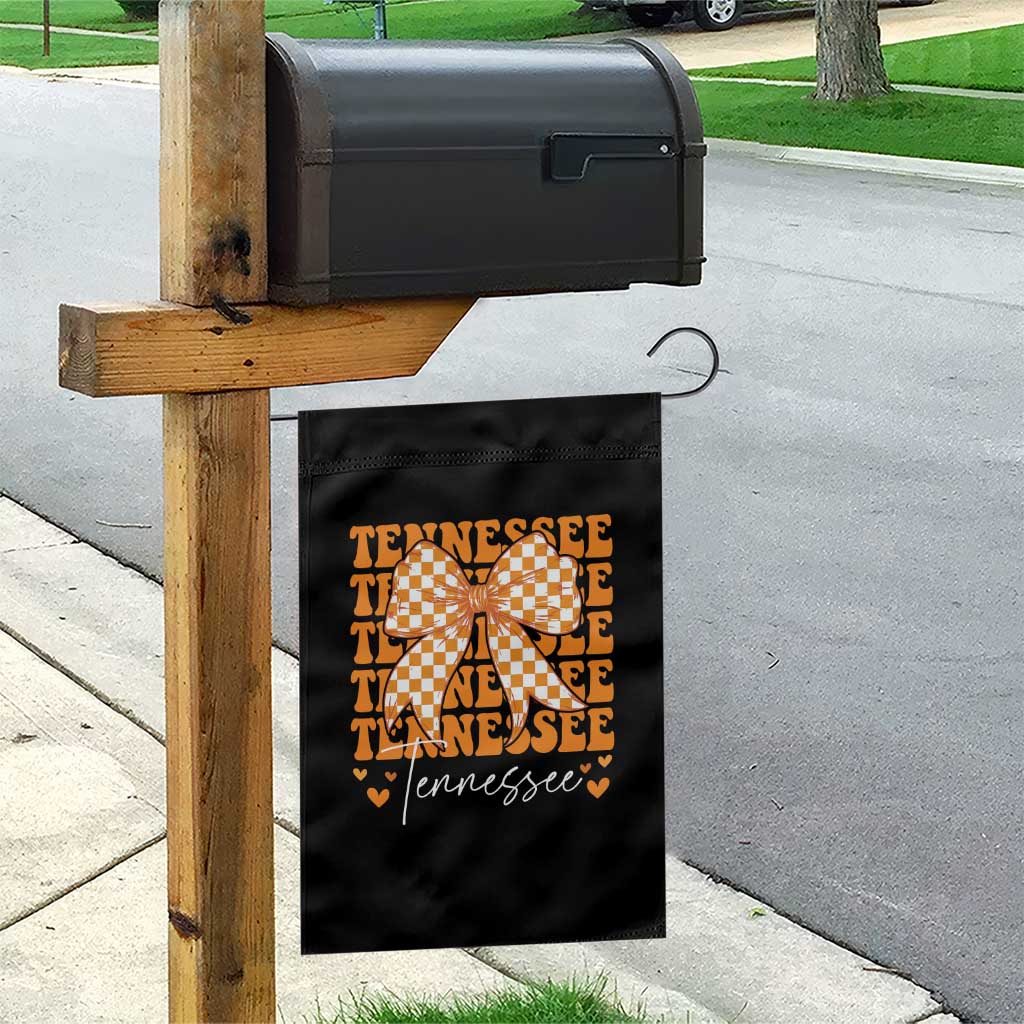 Vintage Tennessee Coquette Bow Garden Flag Retro TN Orange Checkered Print US State