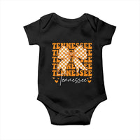 Vintage Tennessee Coquette Bow Baby Onesie Retro TN Orange Checkered Print US State