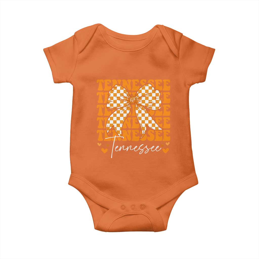 Vintage Tennessee Coquette Bow Baby Onesie Retro TN Orange Checkered Print US State