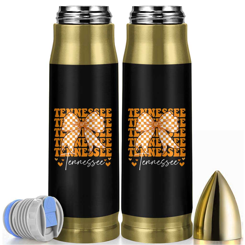 Vintage Tennessee Coquette Bow Bullet Tumbler Retro TN Orange Checkered Print US State