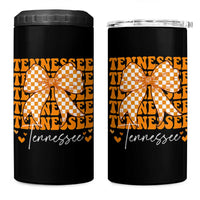 Vintage Tennessee Coquette Bow 4 in 1 Can Cooler Tumbler Retro TN Orange Checkered Print US State