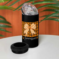 Vintage Tennessee Coquette Bow 4 in 1 Can Cooler Tumbler Retro TN Orange Checkered Print US State