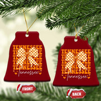 Vintage Tennessee Coquette Bow Ceramic Ornament Retro TN Orange Checkered Print US State