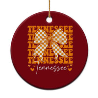 Vintage Tennessee Coquette Bow Ceramic Ornament Retro TN Orange Checkered Print US State