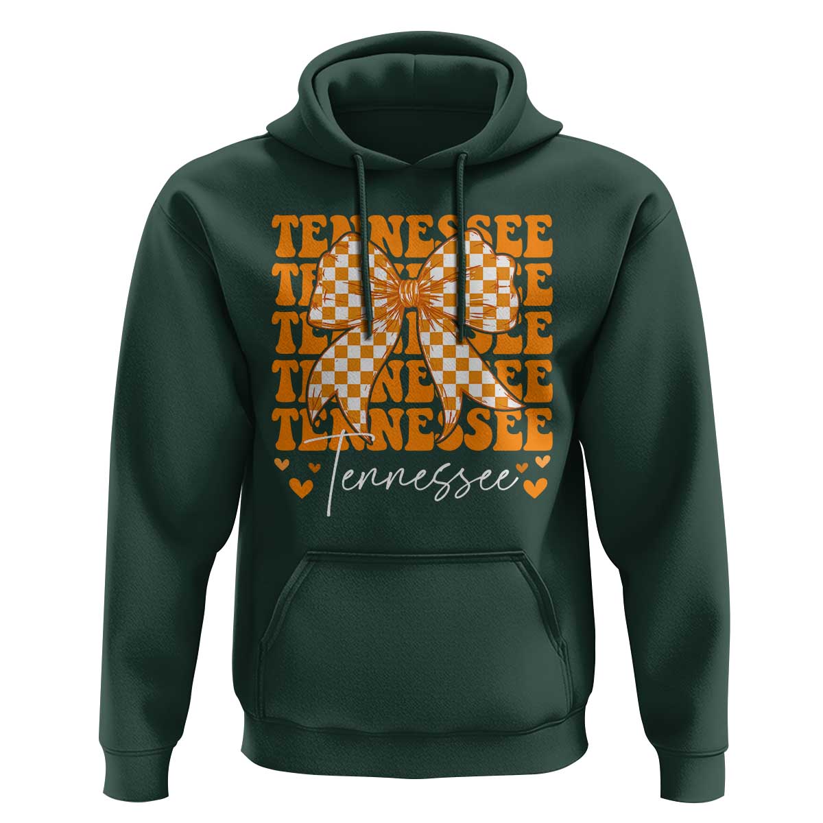Vintage Tennessee Coquette Bow Hoodie Retro TN Orange Checkered Print US State