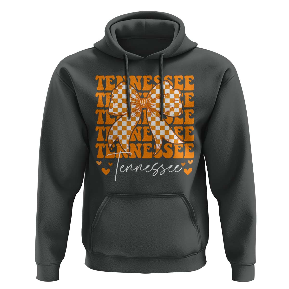 Vintage Tennessee Coquette Bow Hoodie Retro TN Orange Checkered Print US State