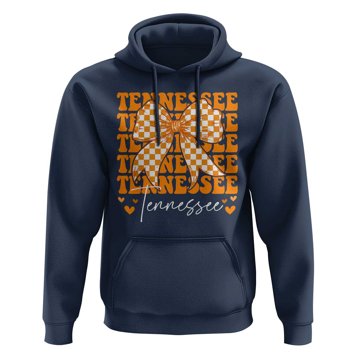 Vintage Tennessee Coquette Bow Hoodie Retro TN Orange Checkered Print US State