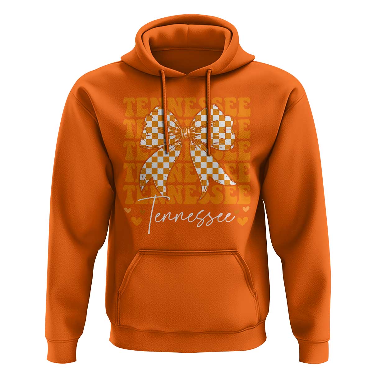 Vintage Tennessee Coquette Bow Hoodie Retro TN Orange Checkered Print US State