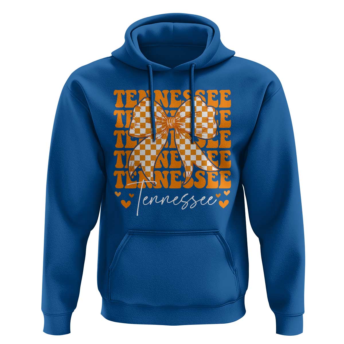 Vintage Tennessee Coquette Bow Hoodie Retro TN Orange Checkered Print US State
