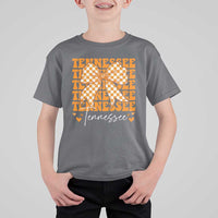 Vintage Tennessee Coquette Bow T Shirt For Kid Retro TN Orange Checkered Print US State