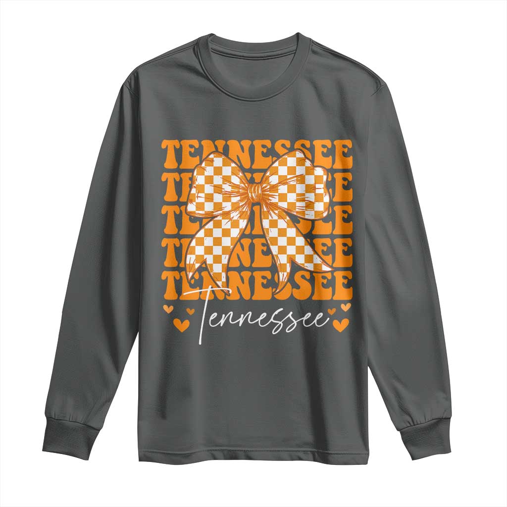 Vintage Tennessee Coquette Bow Long Sleeve Shirt Retro TN Orange Checkered Print US State