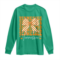 Vintage Tennessee Coquette Bow Long Sleeve Shirt Retro TN Orange Checkered Print US State