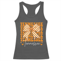 Vintage Tennessee Coquette Bow Racerback Tank Top Retro TN Orange Checkered Print US State