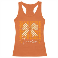 Vintage Tennessee Coquette Bow Racerback Tank Top Retro TN Orange Checkered Print US State