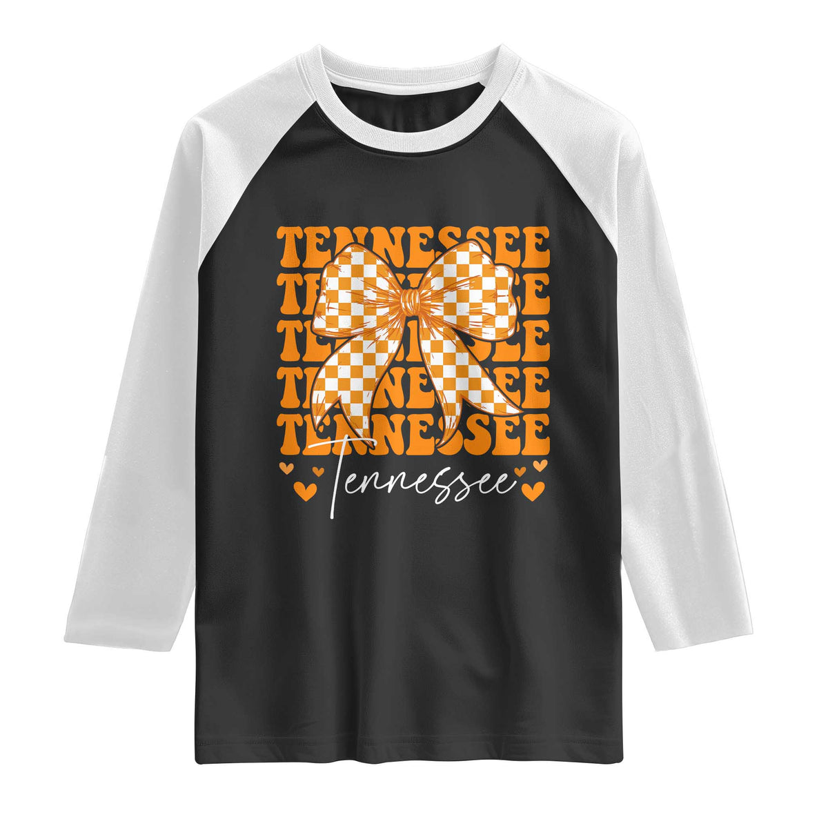Vintage Tennessee Coquette Bow Raglan Shirt Retro TN Orange Checkered Print US State