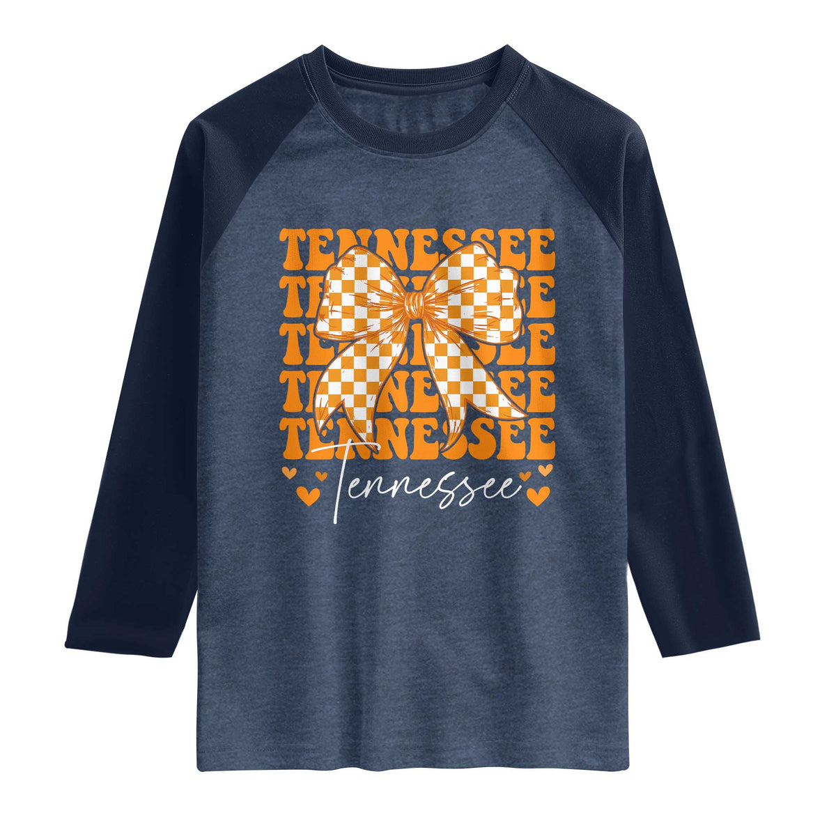 Vintage Tennessee Coquette Bow Raglan Shirt Retro TN Orange Checkered Print US State