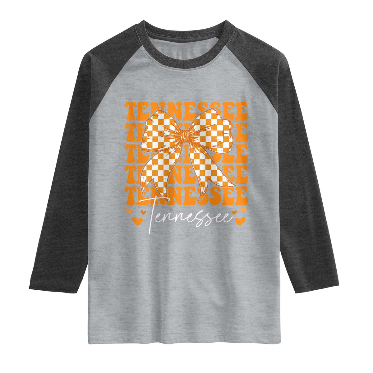 Vintage Tennessee Coquette Bow Raglan Shirt Retro TN Orange Checkered Print US State