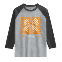 Vintage Tennessee Coquette Bow Raglan Shirt Retro TN Orange Checkered Print US State