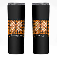 Vintage Tennessee Coquette Bow Skinny Tumbler Retro TN Orange Checkered Print US State