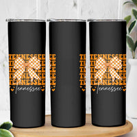 Vintage Tennessee Coquette Bow Skinny Tumbler Retro TN Orange Checkered Print US State