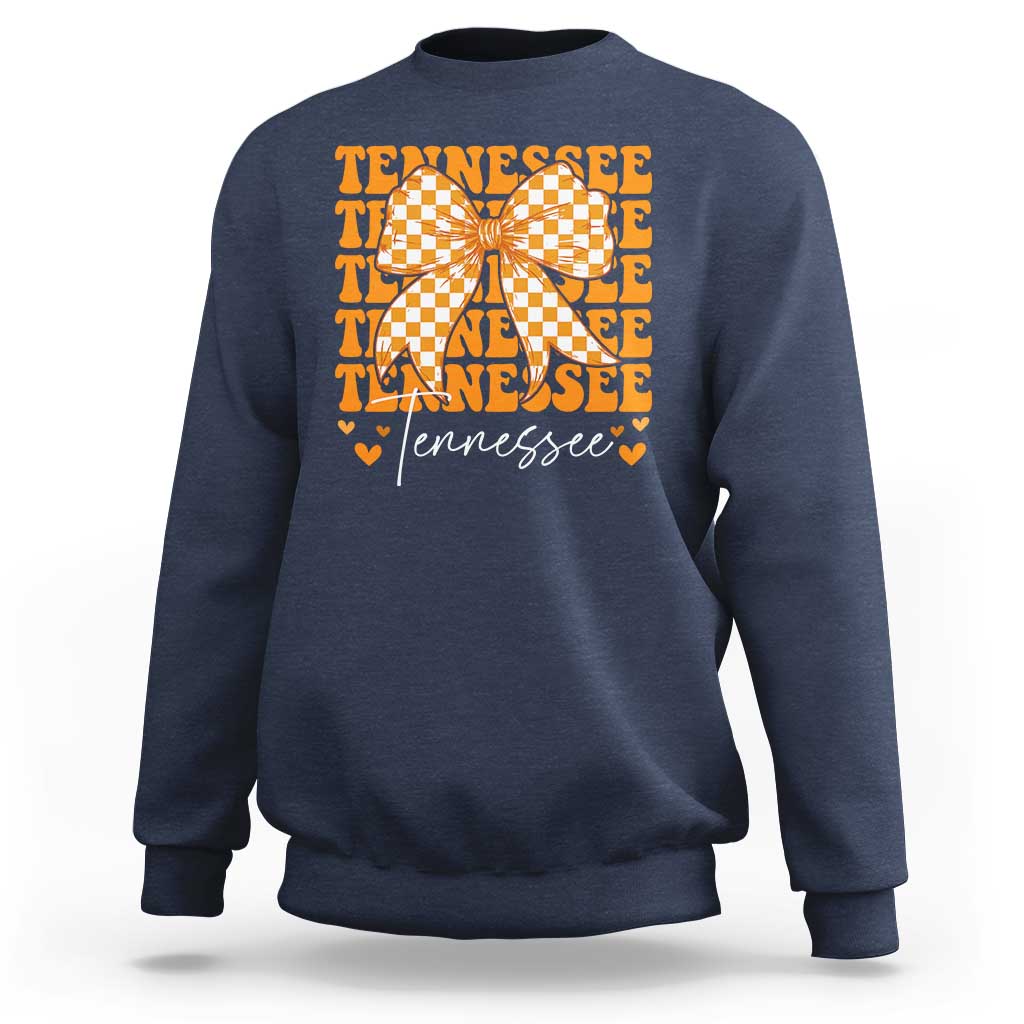 Vintage Tennessee Coquette Bow Sweatshirt Retro TN Orange Checkered Print US State
