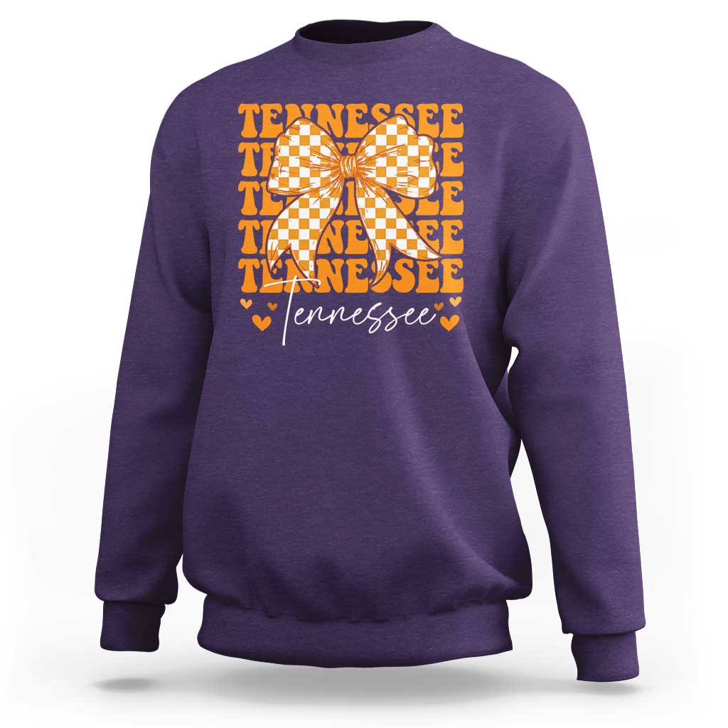 Vintage Tennessee Coquette Bow Sweatshirt Retro TN Orange Checkered Print US State