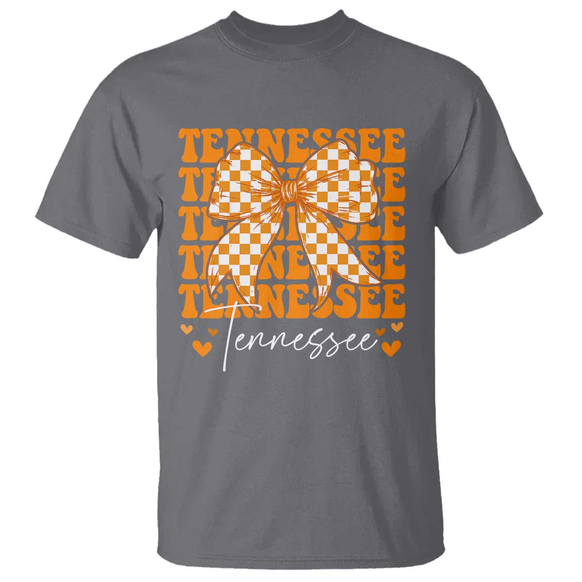 Vintage Tennessee Coquette Bow T Shirt Retro TN Orange Checkered Print US State