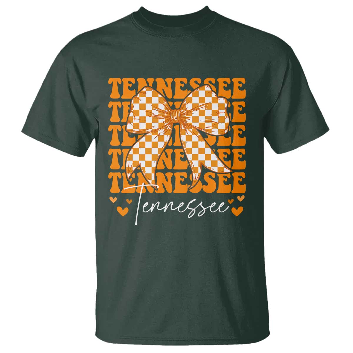 Vintage Tennessee Coquette Bow T Shirt Retro TN Orange Checkered Print US State