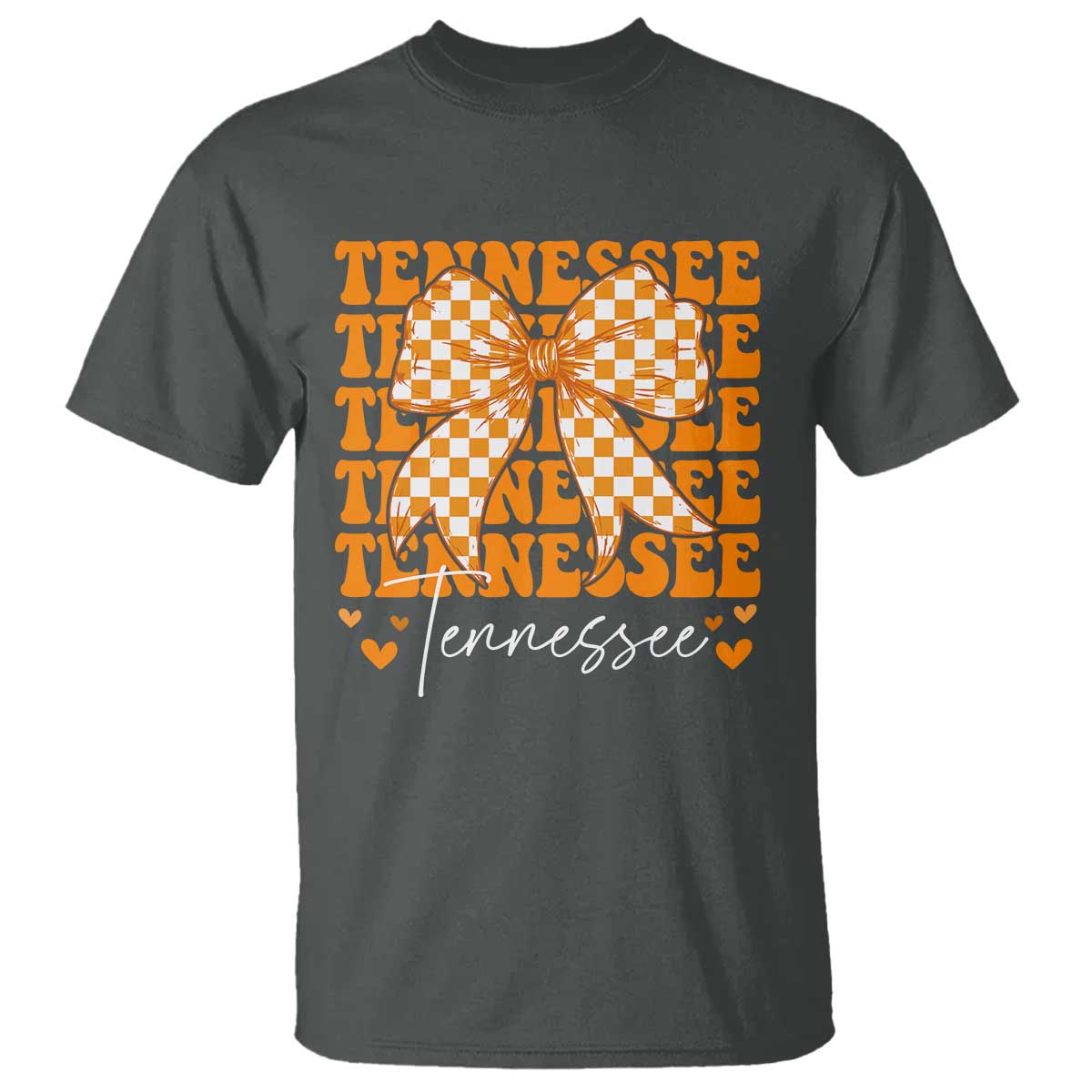 Vintage Tennessee Coquette Bow T Shirt Retro TN Orange Checkered Print US State