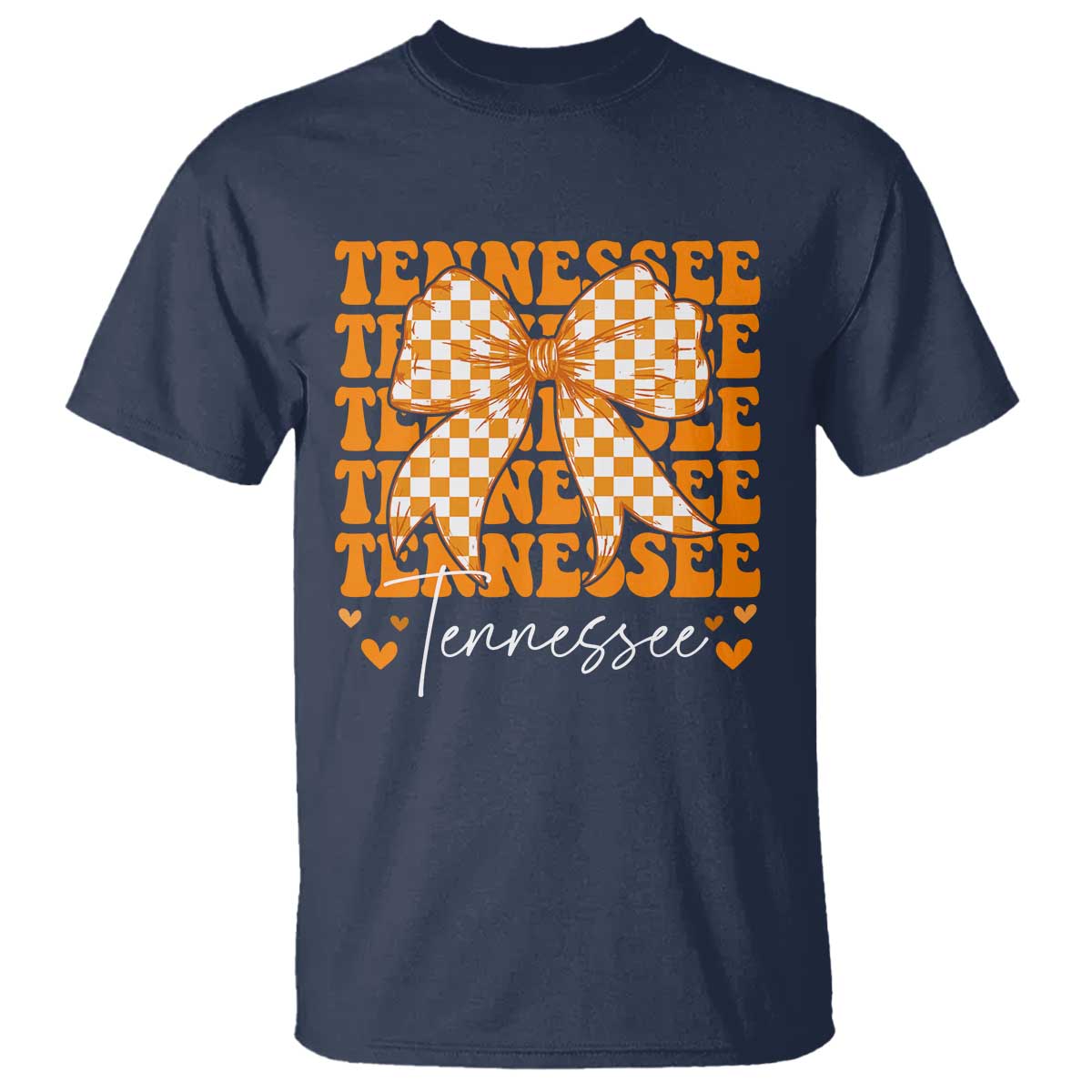 Vintage Tennessee Coquette Bow T Shirt Retro TN Orange Checkered Print US State