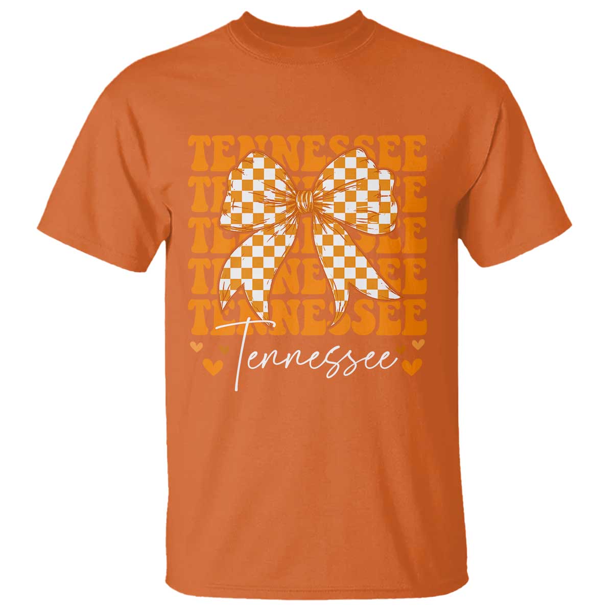 Vintage Tennessee Coquette Bow T Shirt Retro TN Orange Checkered Print US State
