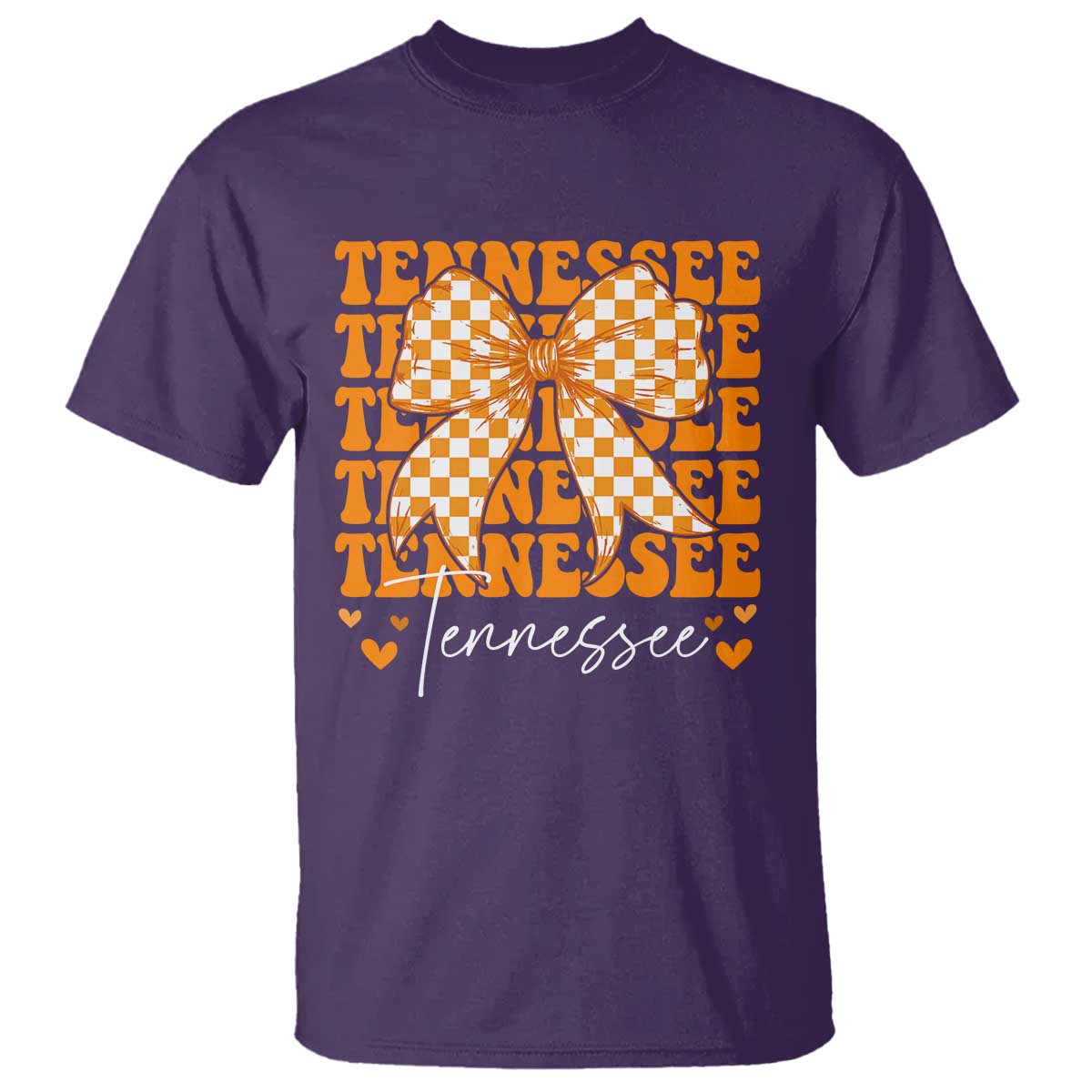 Vintage Tennessee Coquette Bow T Shirt Retro TN Orange Checkered Print US State