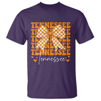Vintage Tennessee Coquette Bow T Shirt Retro TN Orange Checkered Print US State
