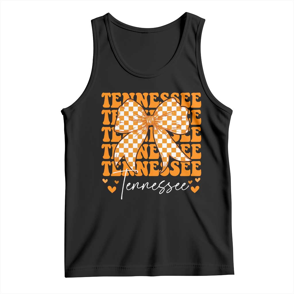 Vintage Tennessee Coquette Bow Tank Top Retro TN Orange Checkered Print US State