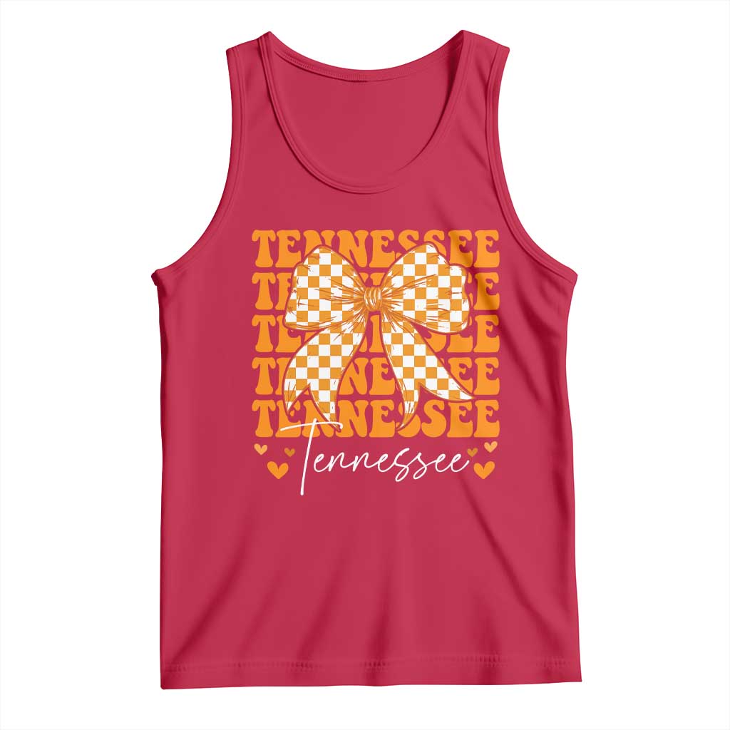 Vintage Tennessee Coquette Bow Tank Top Retro TN Orange Checkered Print US State