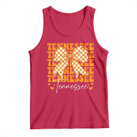 Vintage Tennessee Coquette Bow Tank Top Retro TN Orange Checkered Print US State