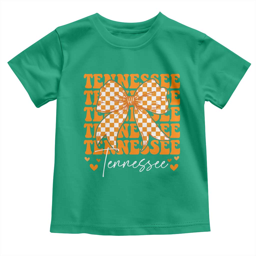 Vintage Tennessee Coquette Bow Toddler T Shirt Retro TN Orange Checkered Print US State