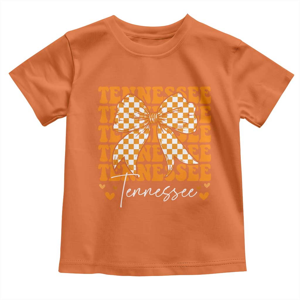 Vintage Tennessee Coquette Bow Toddler T Shirt Retro TN Orange Checkered Print US State