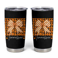 Vintage Tennessee Coquette Bow Tumbler Cup Retro TN Orange Checkered Print US State