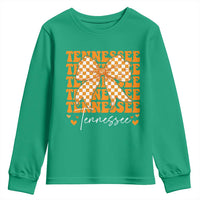 Vintage Tennessee Coquette Bow Youth Sweatshirt Retro TN Orange Checkered Print US State