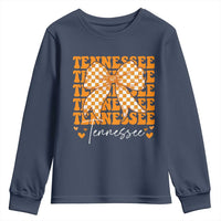 Vintage Tennessee Coquette Bow Youth Sweatshirt Retro TN Orange Checkered Print US State